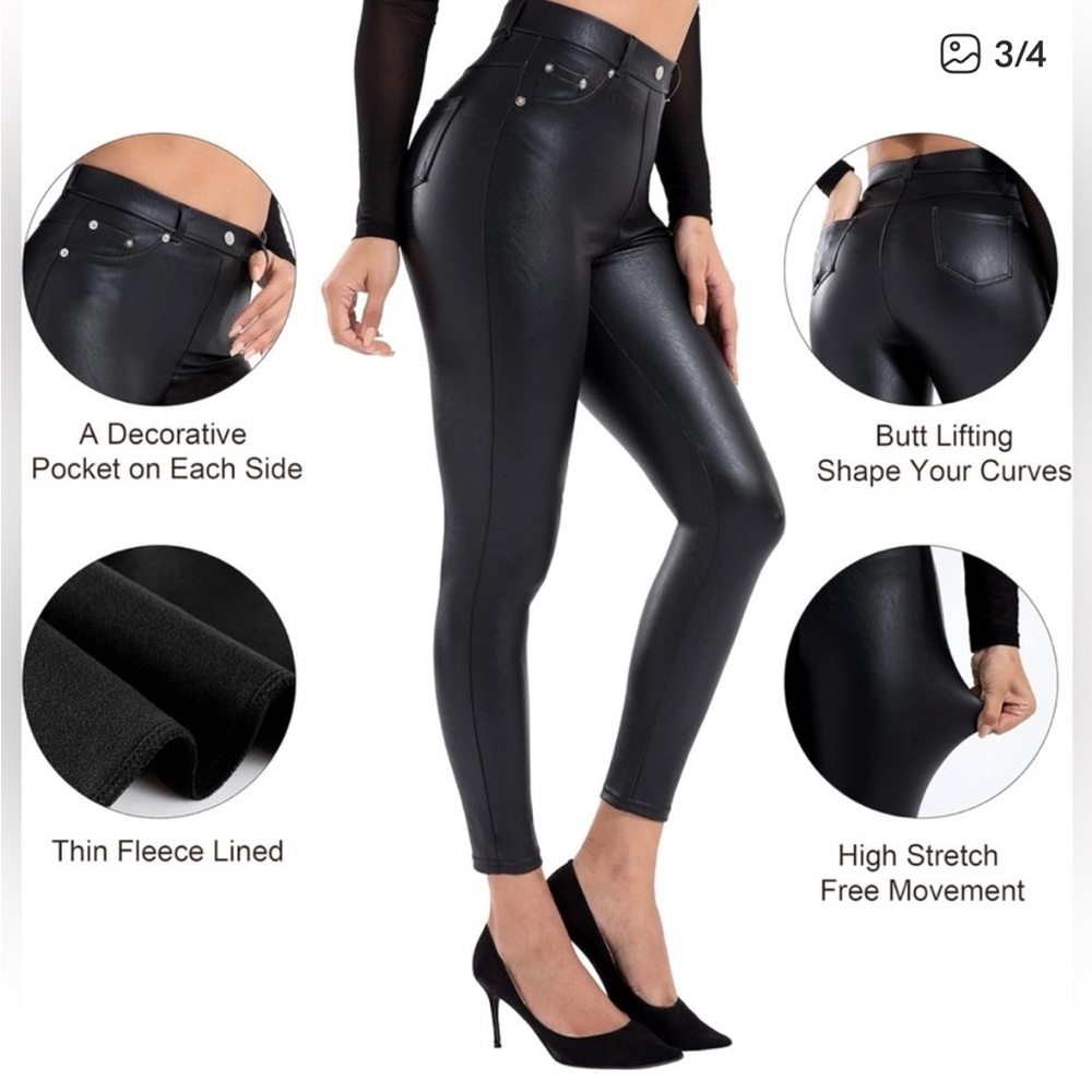 COPY - Tagoo Faux Leather High Waisted Leggings with Pockets! NWT!